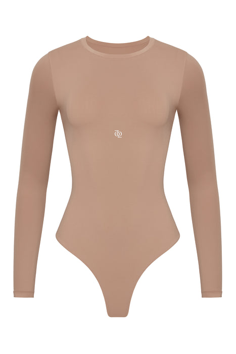 Second Skin Long Sleeve Crew-Neck Bodysuit Nude